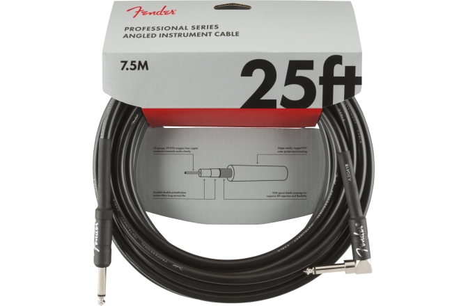 Cablu de Instrument Fender Professional Series Instrument Cables Straight/Angle 25' Black