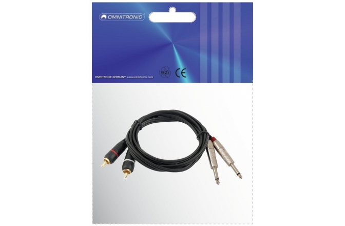 Cablu de interconectare Omnitronic Adaptercable 2xJack/2xRCA 1m bk