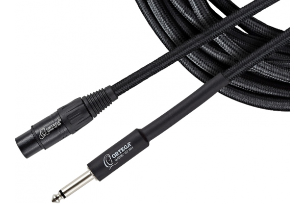 microphone cable 1/4" (6,3mm) / XLR female straight/straight - black cotton 6m/0,75q