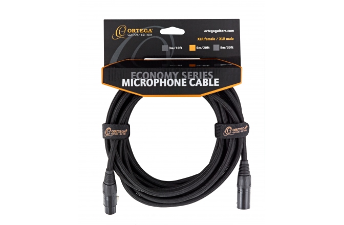 Cablu de microfon Ortega microphone cable XLR male / XLR female straight/straight - black cotton 3m/0,75q