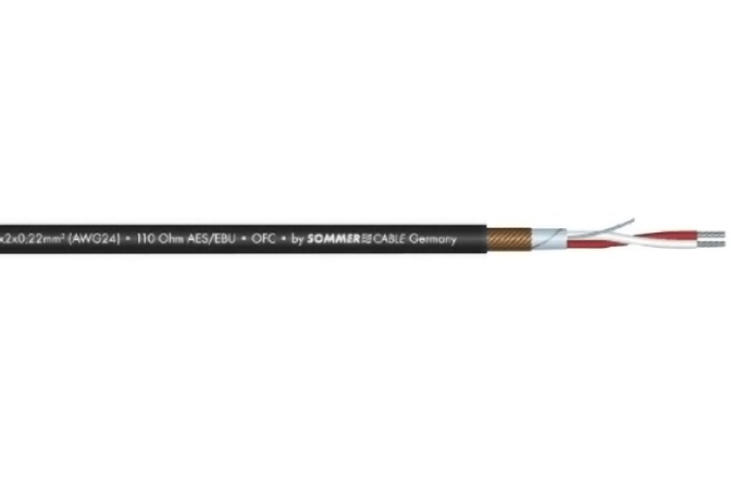 Cablu DMX Sommer Cable DMX 2x0.22 100m bk SC-Semicolon