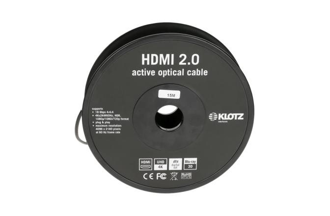 Cablu HDMI 4K premium Klotz HDMI 2.0 AOC Link - active optical cable with detachable HDMI-A to HDMI-D adapter - 20 m