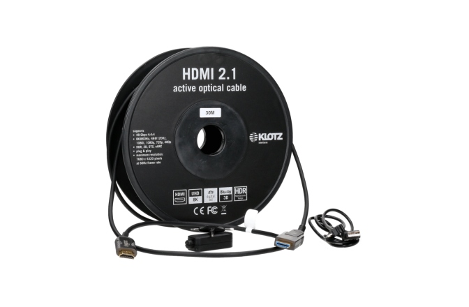 Cablu HDMI 8K
 Klotz HDMI 2.1 AOC Link - active optical cable with detachable HDMI-A to HDMI-D adapter - 30 m