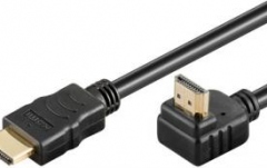 Cablu HDMI tata la HDMI tata cotit 1m Goobay Cablu HDMI 2.0 cotit 90 gr 1m
