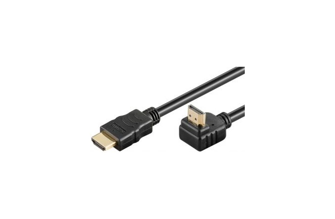 Cablu HDMI tata la HDMI tata cotit 1m Goobay Cablu HDMI 2.0 cotit 90 gr 1m