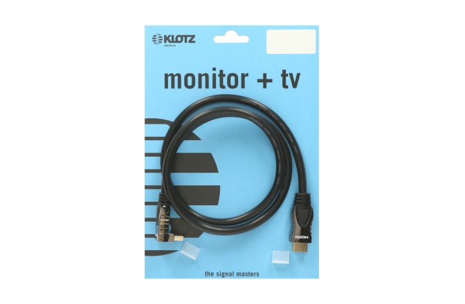 Cablu HDMI unghiular Klotz HDMI high speed with Ethernet cableHDMI plugs, straight - angled - 1 m