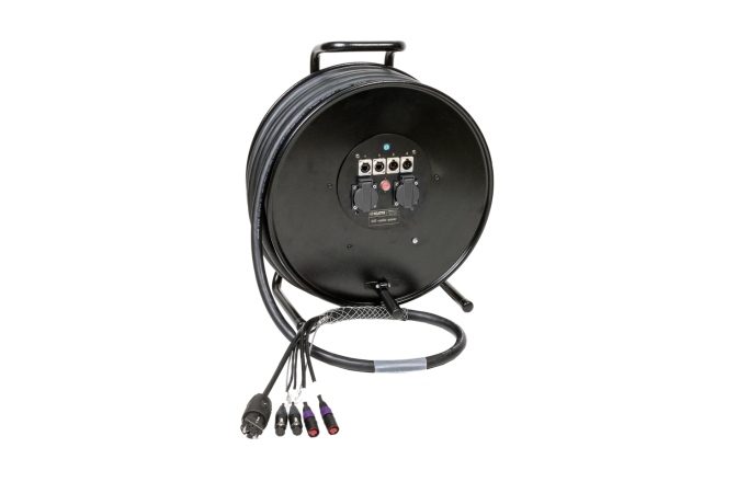 Cablu hibrid profesional Klotz CAT5e & DMX & power 3G2.5 hybrid cable drum2x etherCON + 2x XLR 5p + Schuko - HT582 - 10 A - 64 m