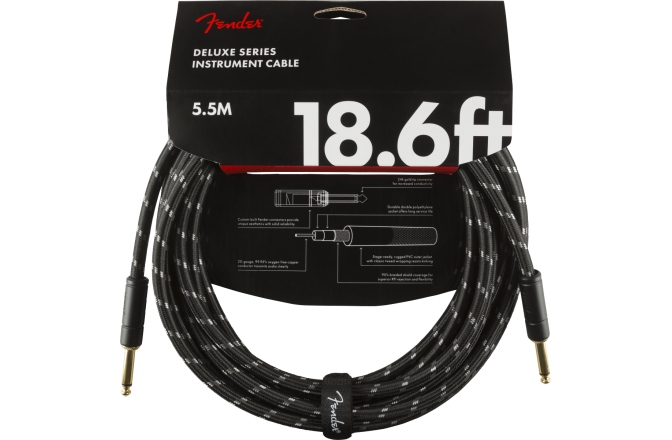 Cablu instrument Fender Deluxe Instrument Cable, Straight/Straight, 5.5m, Black Tweed