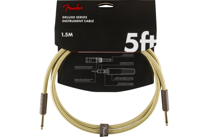 Cablu instrument Fender Deluxe Instruments Cable, Straight/Straight, 1.5m, Tweed