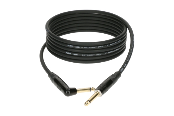 pro instrument cable with metal jack by KLOTZ - 3 m - black - straight - angled