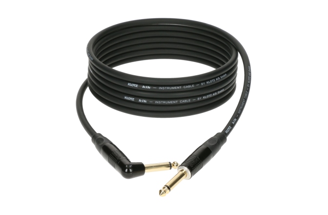 Cablu instrument fiabil Klotz pro instrument cable with metal jack by KLOTZ - 3 m - black - straight - angled