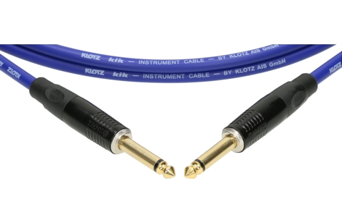 Cablu instrument fiabil Klotz pro instrument cable with metal jack by KLOTZ - 3 m - blue - straight - straight
