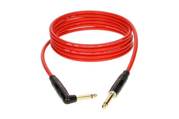 pro instrument cable with metal jack by KLOTZ - 6 m - red - straight - angled