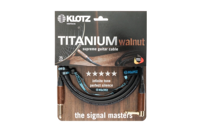 Cablu instrument high-end Klotz TITANIUM walnut - supreme guitar cable with walnut sleeves - 4.5 m