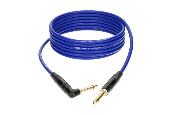 pro instrument cable with metal jack by KLOTZ - 3 m - blue - straight - angled