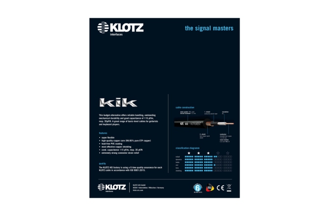 Cablu instrument  Klotz pro instrument cable„our best selling" - 4.5 m - black