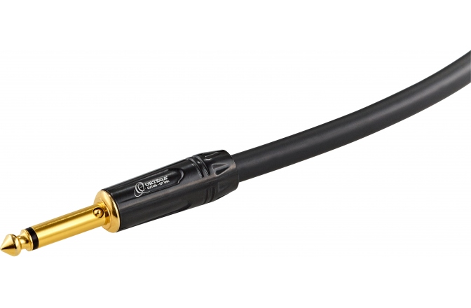 Cablu instrument Ortega MUTEplug instrument cable 1/4" (6,3mm) straight/angled - black pvc 9m/0,75q