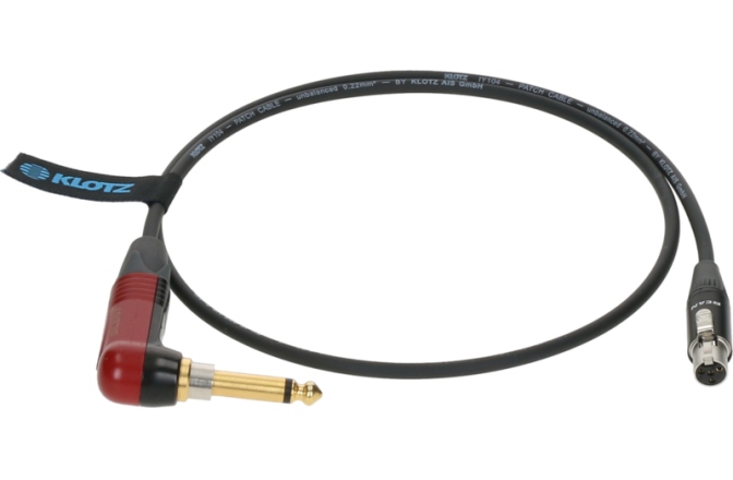 Cablu instrument premium 0.7m Klotz premium instrument cable for bodypack transmitters by ShureTQG (mini XLR 4p) - jack mono, gold plated - SilentPlug angled - TQG - 0.7m
