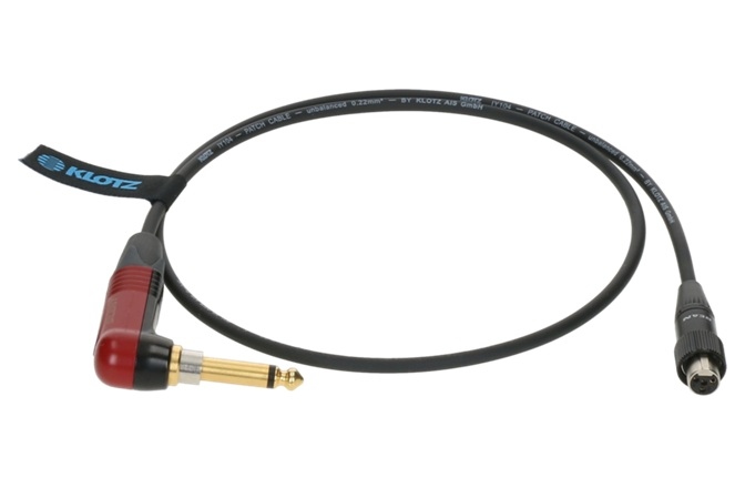 Cablu instrument premium Klotz premium instrument cable for bodypack transmitters by ShureTQG (mini XLR 4p) - jack mono, gold plated - SilentPlug angled - TQG locking