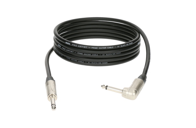 Cablu instrument profesional Klotz PRO ARTIST professional guitar cable with jacks from nickel and nickel-plated contacts - by Neutrik® - 4,5 m - straight - angled