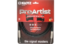 Cablu instrument profesional Klotz PRO ARTIST professional guitar cable with jacks from nickel and nickel-plated contacts - by Neutrik® - 4,5 m - straight - straight