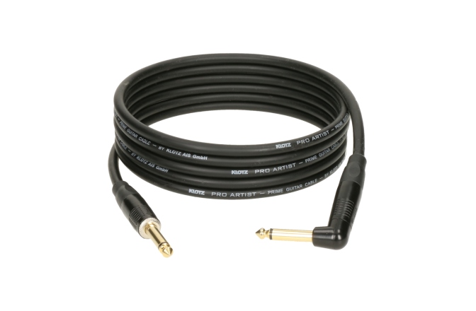 Cablu instrument profesional Klotz PRO ARTIST professional guitar cable with metal jack and gold-plated contacts - by KLOTZ - 4.5 m - straight - angled