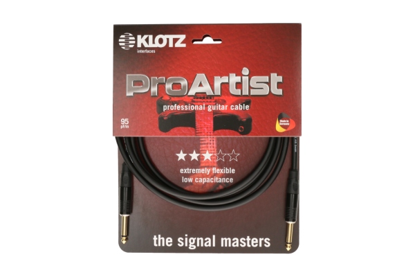 PRO ARTIST professional guitar cable with metal jack and gold-plated contacts - by KLOTZ - 6 m - straight - straight PRO ARTIST professional guitar cable with metal jack and gold-plated contacts - by KLOTZ - 6 m - straight - straight
