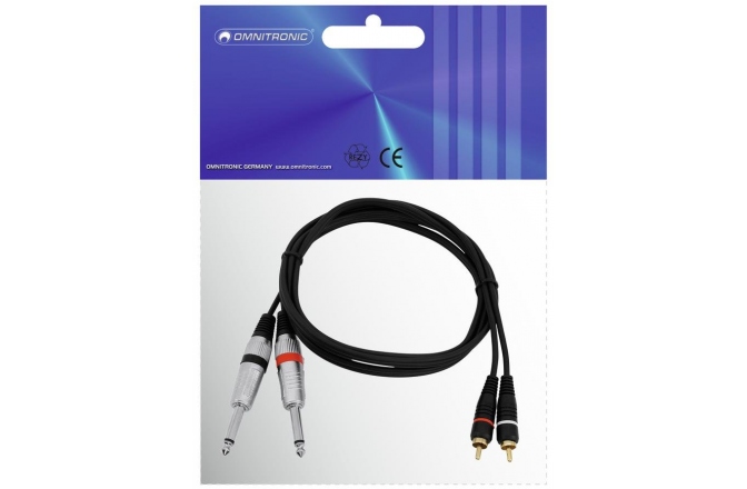 cablu interconectare Omnitronic Adaptercable 2xJack/2xRCA 1.5m bk