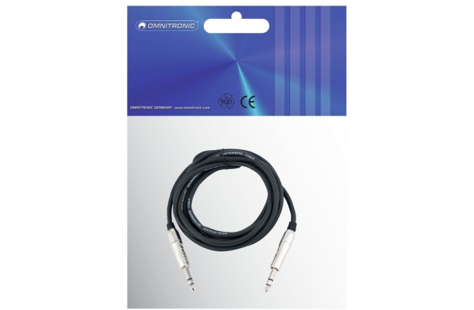 Cablu jack balansat/stereo Omnitronic Jack cable 6.3 stereo 3m bk ROAD