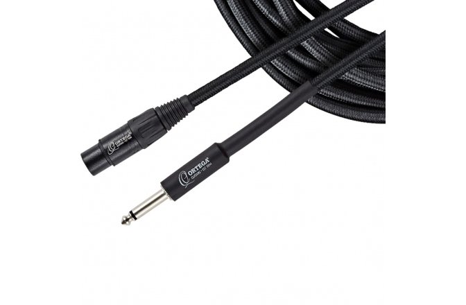 Cablu microfon Ortega microphone cable 1/4" (6,3mm) Jack / XLR female straight/straight - black cotton 3m/0,75q
