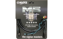 Cablu microfon profesional Klotz M5 supreme microphone cable with double shielding and XLR by Neutrik - cable carrier - 1 m
