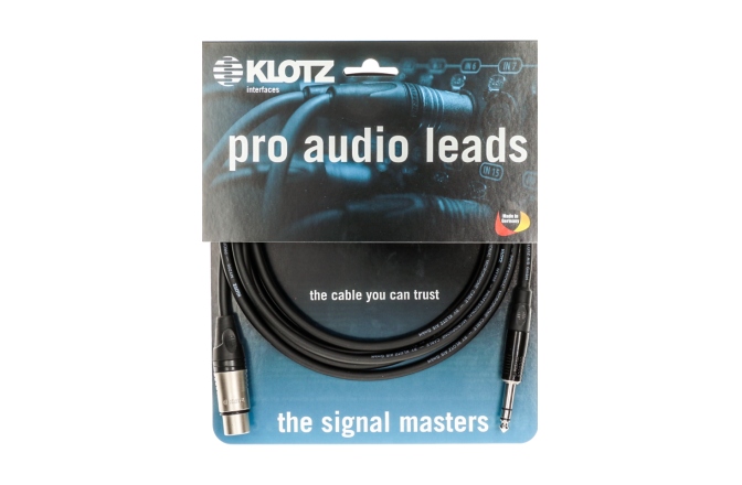 Cablu microfon profesional Klotz professional analog audio cable - balancedwith female XLR by KLOTZ to balanced jack plug - 0.3 m
