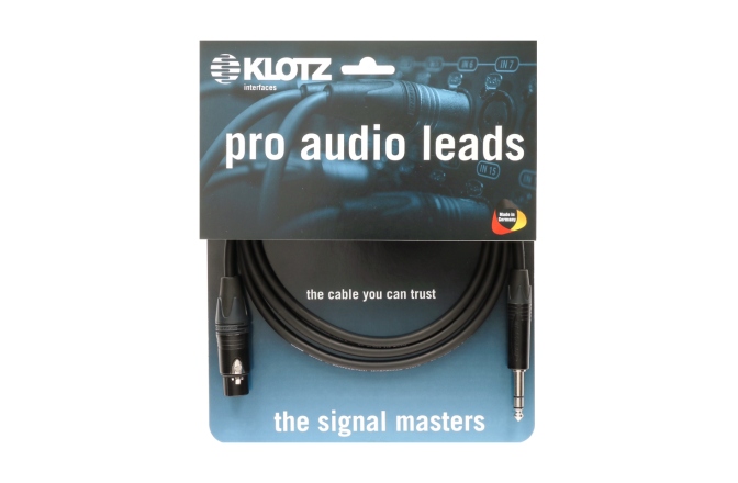 Cablu microfon profesional Klotz professional analog audio cable - balancedwith female XLR by Neutrik® to balanced jack plug - 7.5 m
