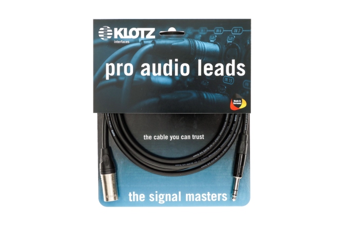 Cablu microfon profesional Klotz professional analog audio cable - balancedwith male XLR by KLOTZ to balanced jack plug - 2 m