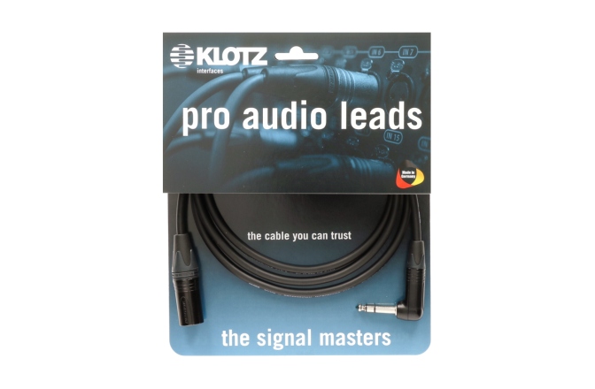 Cablu microfon profesional Klotz professional analog audio cable - balancedwith male XLR by Neutrik® to balanced jack plug angled - 10 m