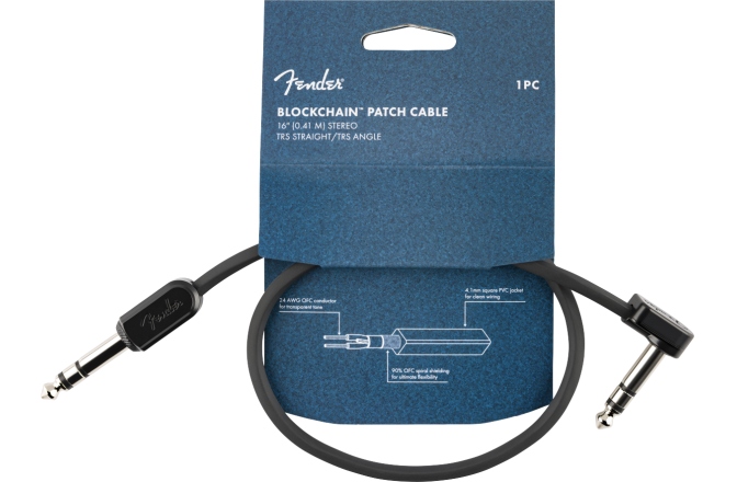 Cablu patch Fender Blockchain 16" Patch Cable Stereo TRS Straight/Angle