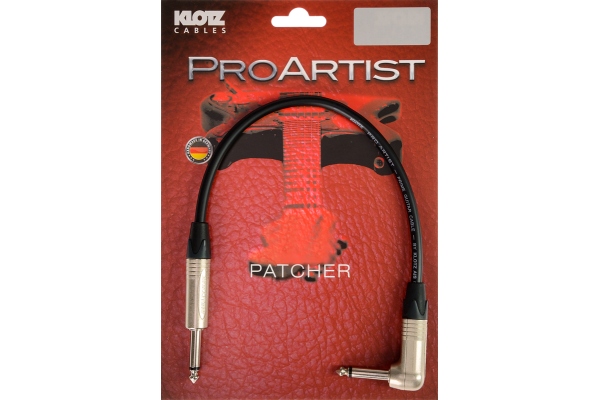 PRO ARTIST unbalanced professional patch cable with jacks from nickel and nickel-plated contacts - by Neutrik® - 0.2 m - straight - angled
