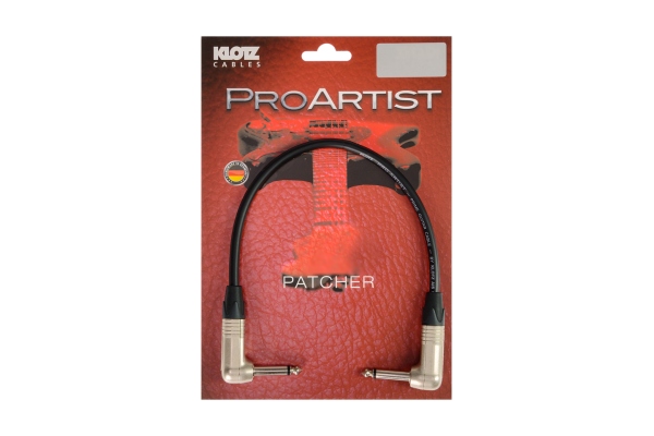 PRO ARTIST unbalanced professional patch cable with jacks from nickel and nickel-plated contacts - by Neutrik® - 0.3 m - angled - angled