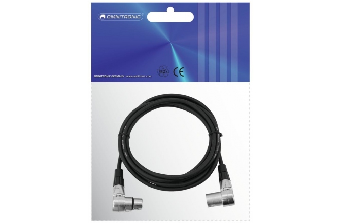 Cablu pentru microfon Omnitronic XLR cable 3pin 3m 90° bk