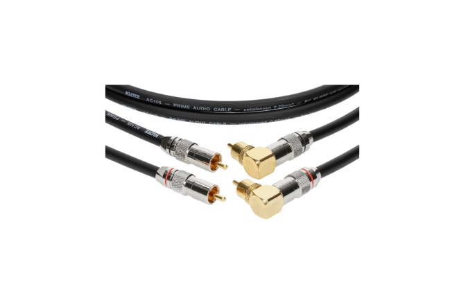 Cablu RCA dublu ecranat Klotz supreme RCA cable with angled RCA plugsgold-plated contacts - 1.5 m - 2 pieces (1 blister)