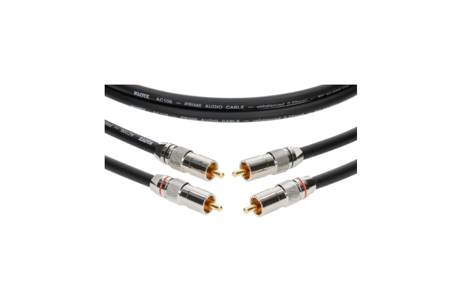 Cablu RCA dublu ecranat Klotz supreme RCA cable with solid chrom RCA plugsgold-plated contacts - 10 m - 2 pieces (1 PE bag)