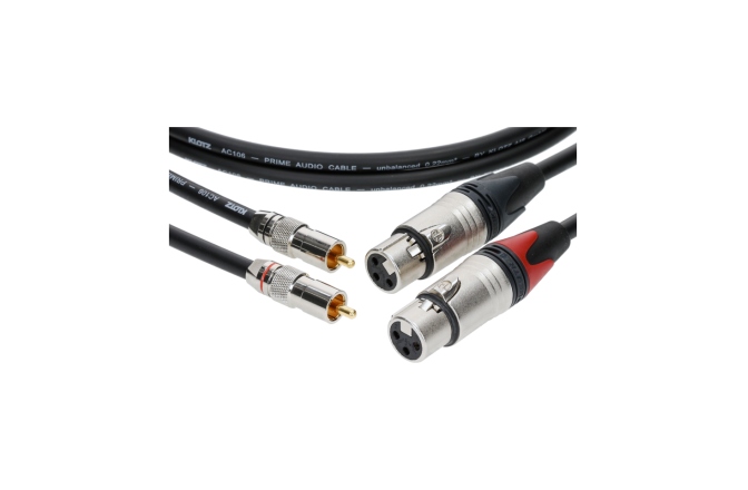 Cablu RCA-XLR dublu ecranat Klotz supreme RCA cable with straight RCA and XLR female plugs gold-plated contacts - 1.5 m - 2 pieces (1 blister)