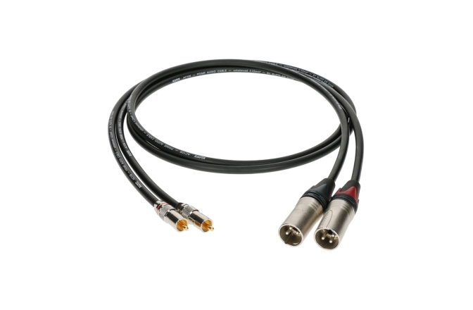 Cablu RCA-XLR ecranat Klotz supreme RCA cable with straight RCA and XLR male plugs gold-plated contacts - 1.5 m - 2 pieces (1 blister)