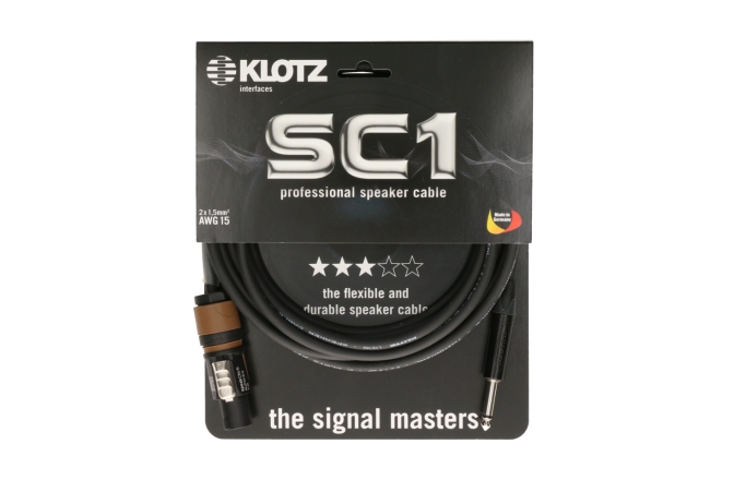 Cablu speakON flexibil Klotz 2x 1.5 mm² speaker cable PVCspeakON 2p F (NL2FXX) - jack 2p M - 3 m