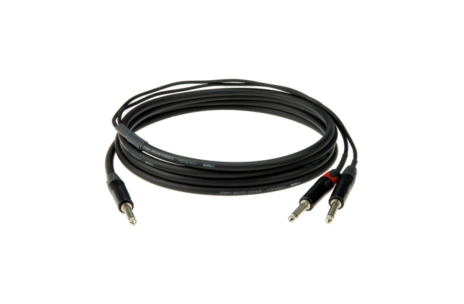 Cablu stereo chitară Klotz stereo guitar cablejack plug 3p - 2x jack plug 2p