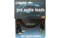Cablu stereo profesional Klotz pro stereo keyboard cable straigth and angled jack plugs - 6 m