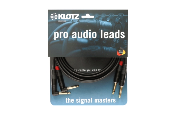 Cablu stereo profesional Klotz pro stereo keyboard cable straigth and angled jack plugs - 6 m