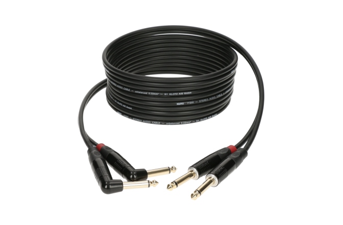Cablu stereo profesional Klotz pro stereo keyboard cable straigth and angled jack plugs - 6 m