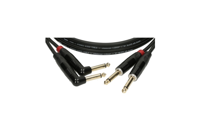 Cablu stereo profesional Klotz pro stereo keyboard cable straigth and angled jack plugs - 6 m