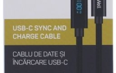 Cablu USB C - USB C Well Cablu USB-C - USB-C 1m 20V/5A 100W negru afisaj incarcare